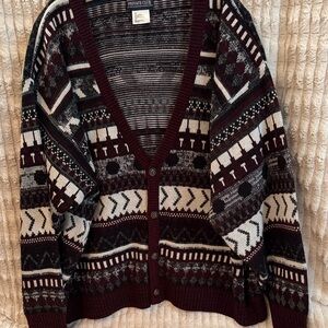Vintage Private Club Men's Patterned Cardigan Sweater
